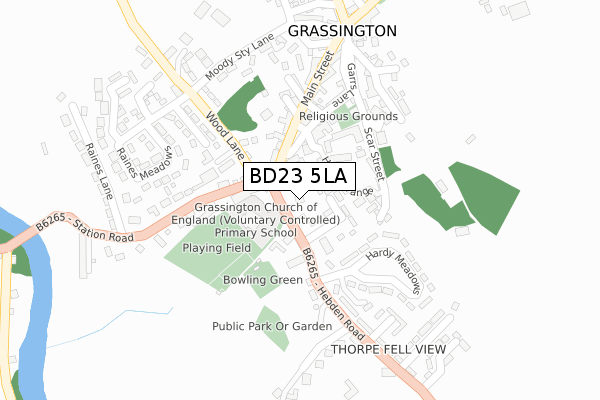 BD23 5LA map - large scale - OS Open Zoomstack (Ordnance Survey)