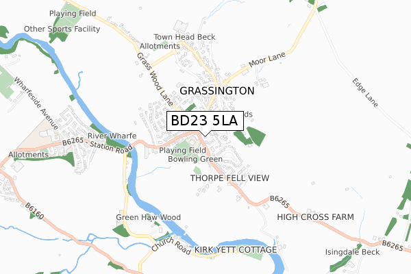 BD23 5LA map - small scale - OS Open Zoomstack (Ordnance Survey)