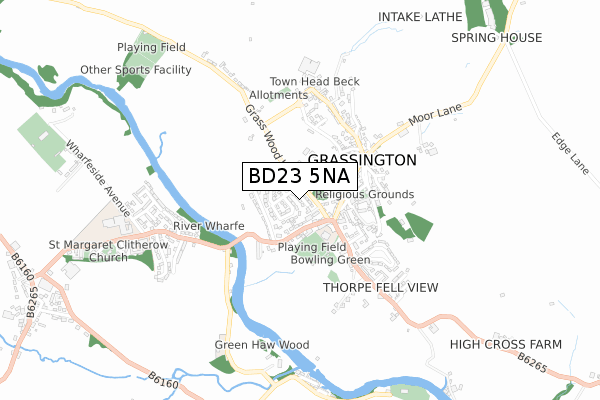 BD23 5NA map - small scale - OS Open Zoomstack (Ordnance Survey)