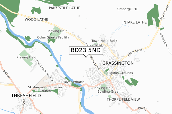 BD23 5ND map - small scale - OS Open Zoomstack (Ordnance Survey)