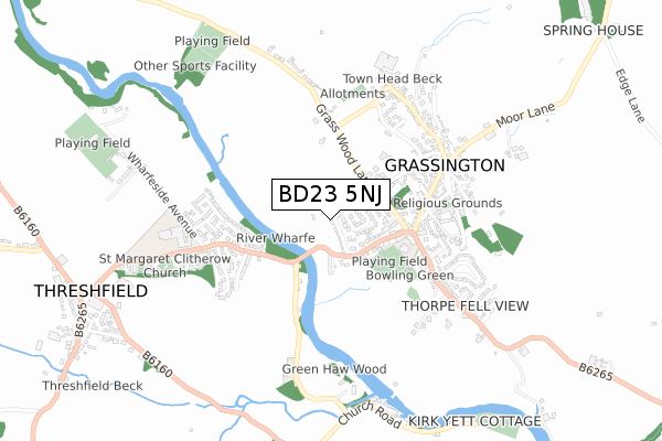 BD23 5NJ map - small scale - OS Open Zoomstack (Ordnance Survey)