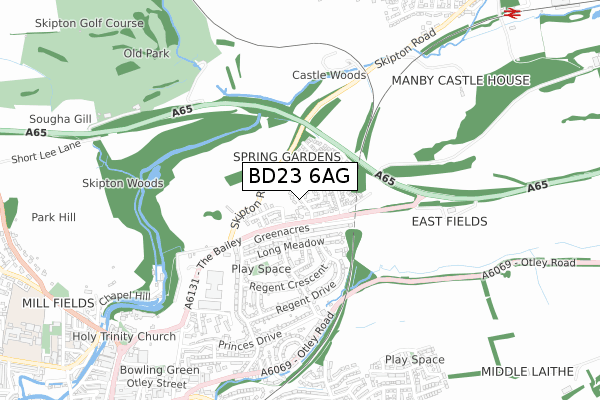 BD23 6AG map - small scale - OS Open Zoomstack (Ordnance Survey)