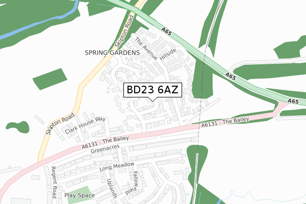 BD23 6AZ map - large scale - OS Open Zoomstack (Ordnance Survey)