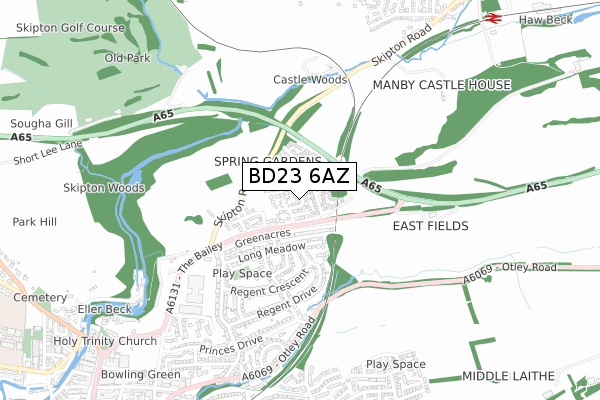 BD23 6AZ map - small scale - OS Open Zoomstack (Ordnance Survey)