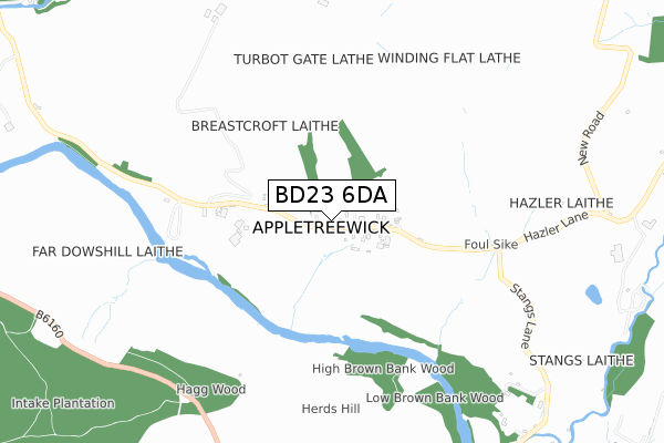 BD23 6DA map - small scale - OS Open Zoomstack (Ordnance Survey)