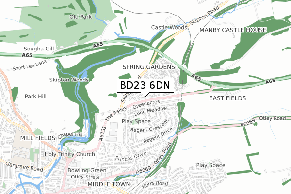 BD23 6DN map - small scale - OS Open Zoomstack (Ordnance Survey)