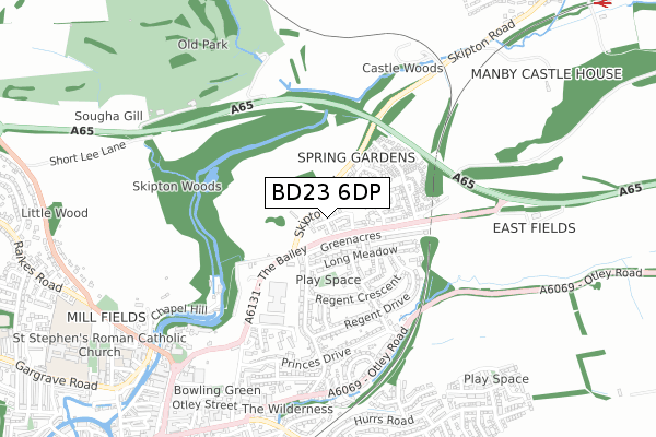 BD23 6DP map - small scale - OS Open Zoomstack (Ordnance Survey)