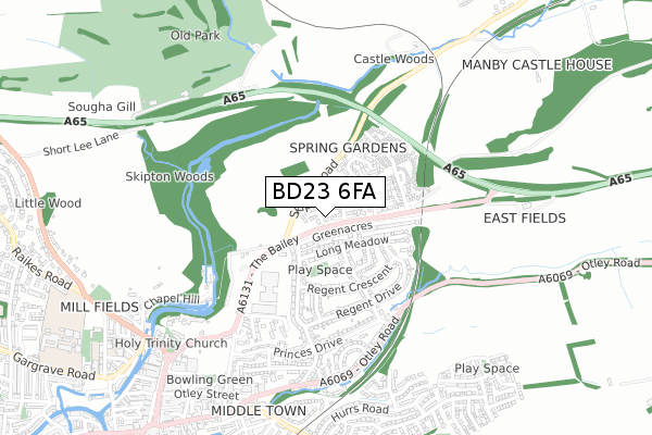 BD23 6FA map - small scale - OS Open Zoomstack (Ordnance Survey)