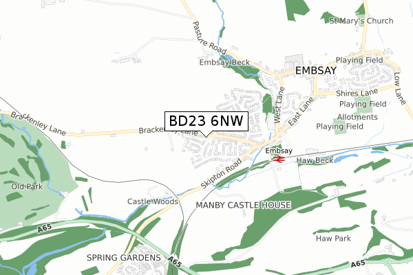 BD23 6NW map - small scale - OS Open Zoomstack (Ordnance Survey)