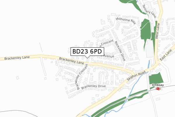 BD23 6PD map - large scale - OS Open Zoomstack (Ordnance Survey)