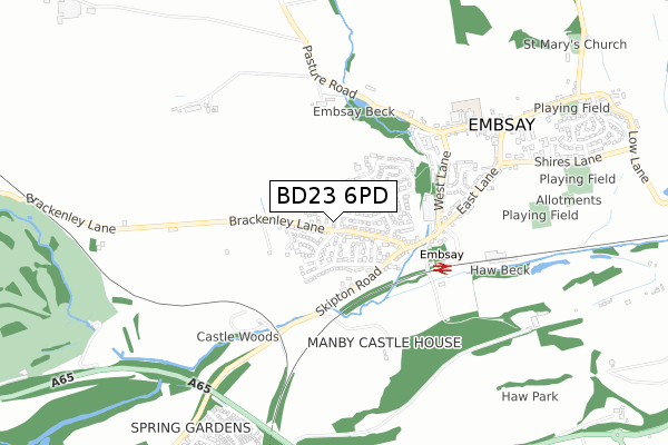 BD23 6PD map - small scale - OS Open Zoomstack (Ordnance Survey)