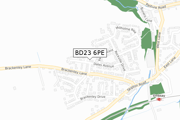 BD23 6PE map - large scale - OS Open Zoomstack (Ordnance Survey)