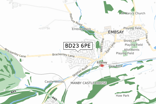 BD23 6PE map - small scale - OS Open Zoomstack (Ordnance Survey)