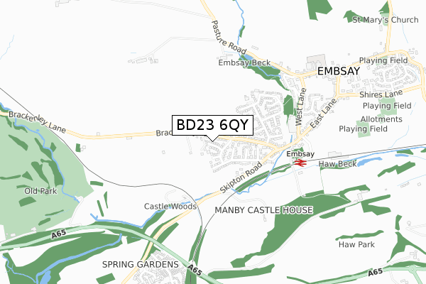 BD23 6QY map - small scale - OS Open Zoomstack (Ordnance Survey)