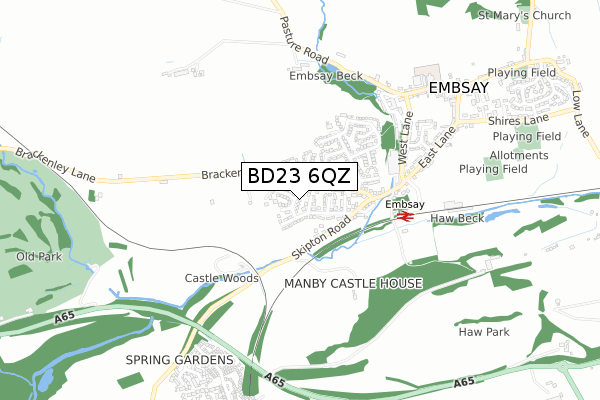 BD23 6QZ map - small scale - OS Open Zoomstack (Ordnance Survey)