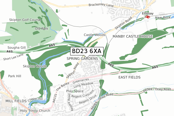 BD23 6XA map - small scale - OS Open Zoomstack (Ordnance Survey)