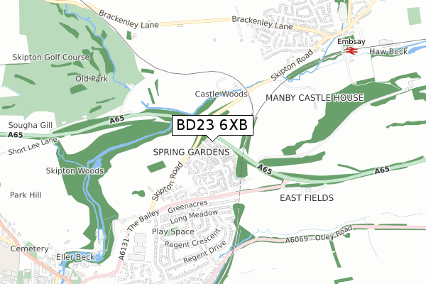 BD23 6XB map - small scale - OS Open Zoomstack (Ordnance Survey)