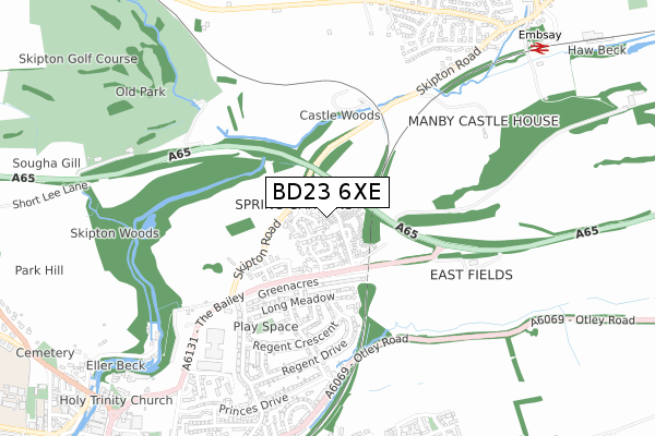 BD23 6XE map - small scale - OS Open Zoomstack (Ordnance Survey)