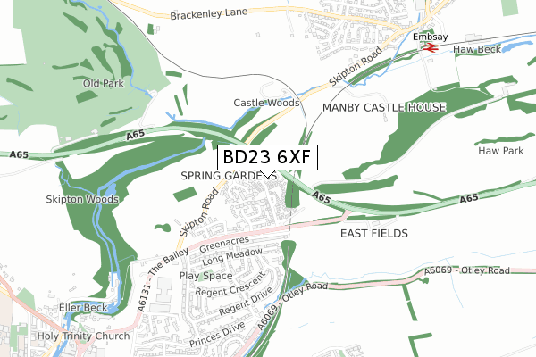 BD23 6XF map - small scale - OS Open Zoomstack (Ordnance Survey)