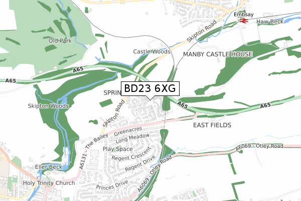 BD23 6XG map - small scale - OS Open Zoomstack (Ordnance Survey)