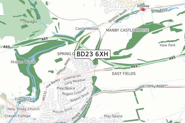 BD23 6XH map - small scale - OS Open Zoomstack (Ordnance Survey)