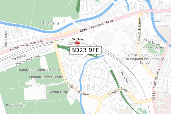 BD23 9FE map - large scale - OS Open Zoomstack (Ordnance Survey)