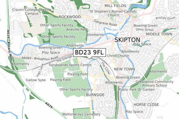 BD23 9FL map - small scale - OS Open Zoomstack (Ordnance Survey)