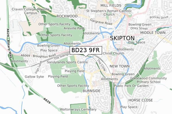 BD23 9FR map - small scale - OS Open Zoomstack (Ordnance Survey)