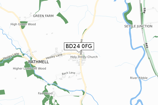 BD24 0FG map - small scale - OS Open Zoomstack (Ordnance Survey)