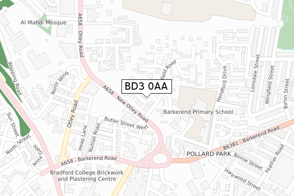 BD3 0AA map - large scale - OS Open Zoomstack (Ordnance Survey)