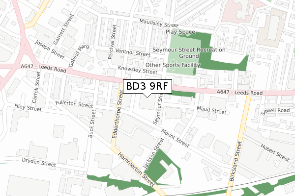 BD3 9RF map - large scale - OS Open Zoomstack (Ordnance Survey)