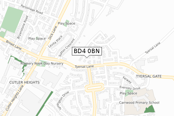 BD4 0BN map - large scale - OS Open Zoomstack (Ordnance Survey)