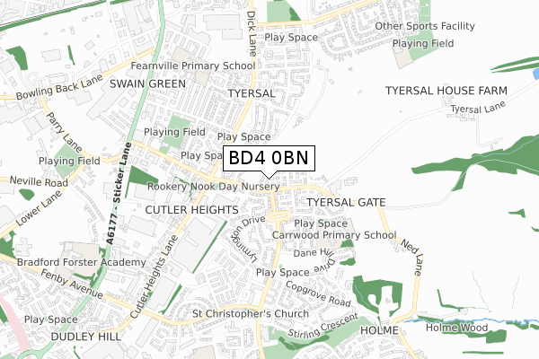 BD4 0BN map - small scale - OS Open Zoomstack (Ordnance Survey)