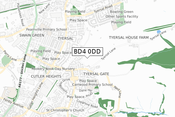 BD4 0DD map - small scale - OS Open Zoomstack (Ordnance Survey)