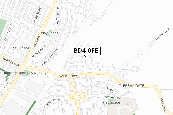 BD4 0FE map - large scale - OS Open Zoomstack (Ordnance Survey)