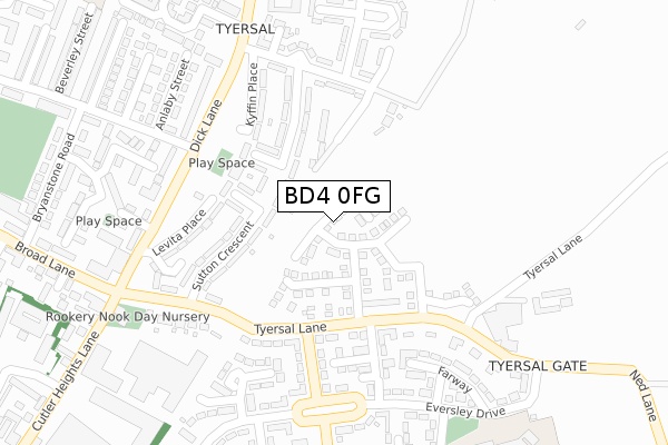 BD4 0FG map - large scale - OS Open Zoomstack (Ordnance Survey)