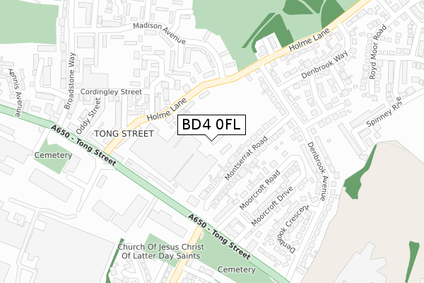 BD4 0FL map - large scale - OS Open Zoomstack (Ordnance Survey)