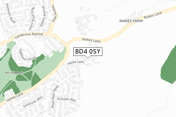 BD4 0SY map - large scale - OS Open Zoomstack (Ordnance Survey)