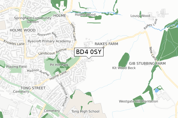 BD4 0SY map - small scale - OS Open Zoomstack (Ordnance Survey)