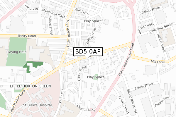 BD5 0AP map - large scale - OS Open Zoomstack (Ordnance Survey)