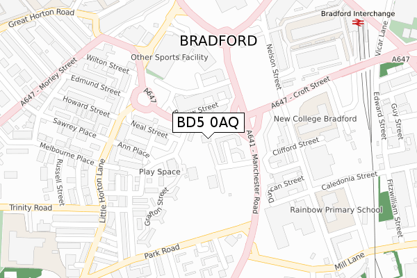 BD5 0AQ map - large scale - OS Open Zoomstack (Ordnance Survey)