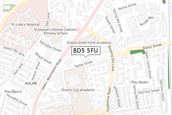 BD5 5FU map - large scale - OS Open Zoomstack (Ordnance Survey)