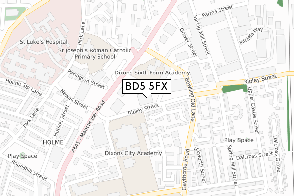 BD5 5FX map - large scale - OS Open Zoomstack (Ordnance Survey)