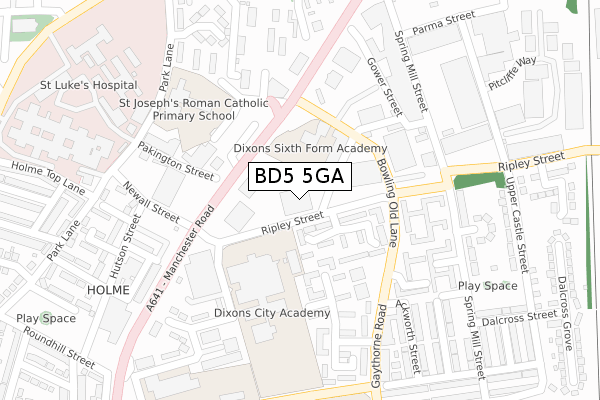 BD5 5GA map - large scale - OS Open Zoomstack (Ordnance Survey)