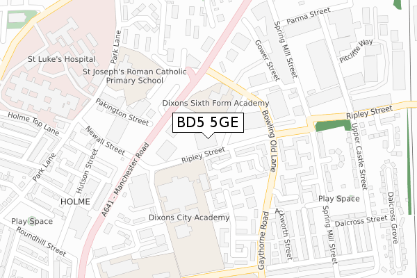 BD5 5GE map - large scale - OS Open Zoomstack (Ordnance Survey)