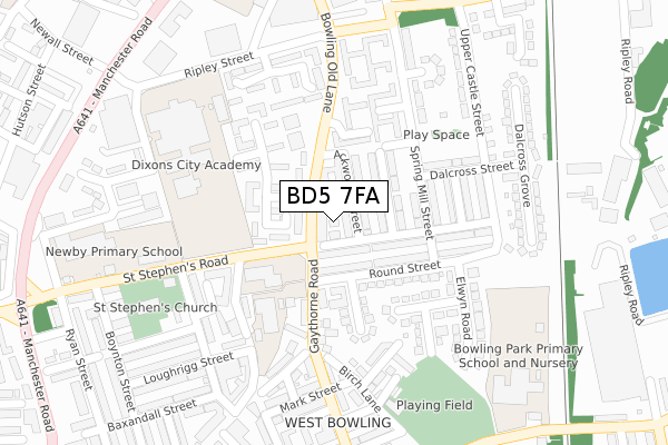 BD5 7FA map - large scale - OS Open Zoomstack (Ordnance Survey)