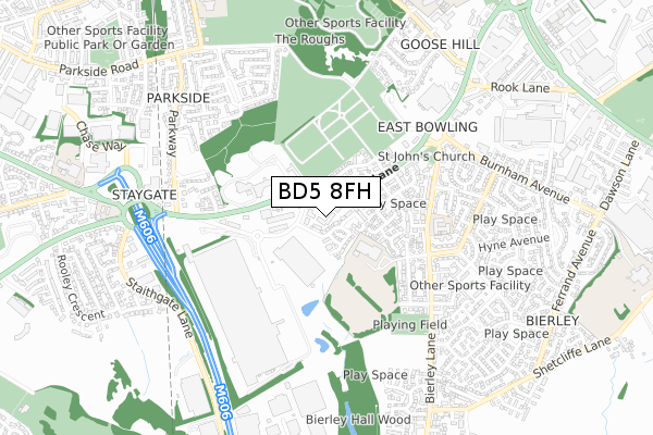 BD5 8FH map - small scale - OS Open Zoomstack (Ordnance Survey)