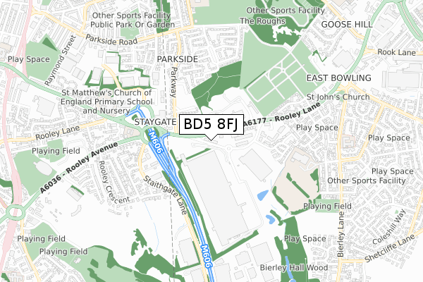 BD5 8FJ map - small scale - OS Open Zoomstack (Ordnance Survey)