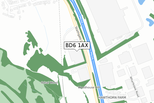 BD6 1AX map - large scale - OS Open Zoomstack (Ordnance Survey)