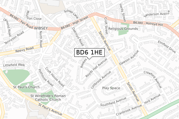 BD6 1HE map - large scale - OS Open Zoomstack (Ordnance Survey)